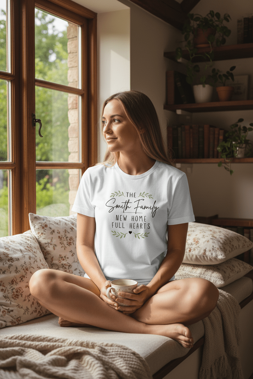 Personalised 'The [Name] Family' New Home T-Shirt | Housewarming Gift - AlleyCrafters
