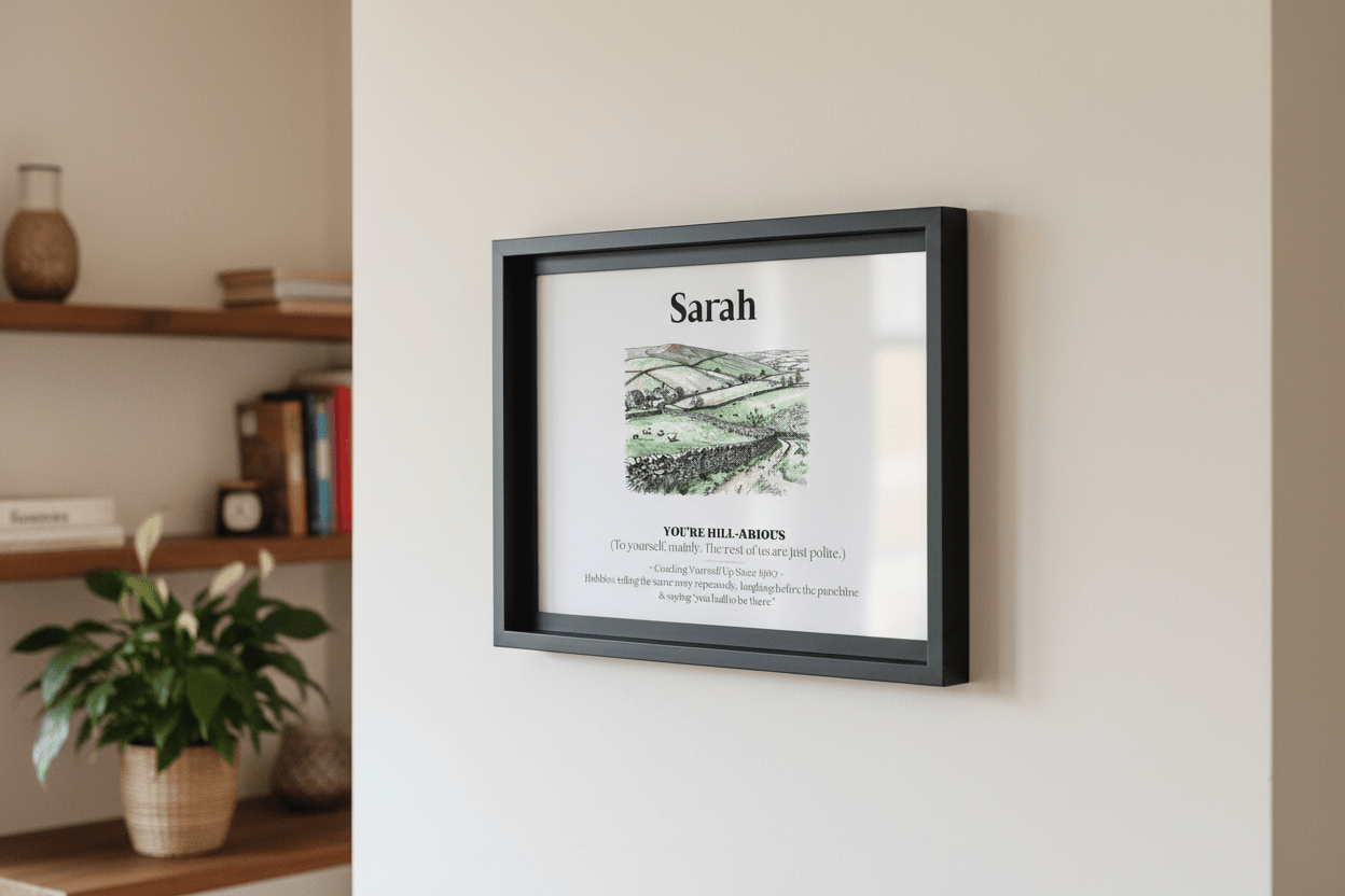 Personalised Framed Canvas Print — Funny Hill-Arrious Poem Art - AlleyCrafters