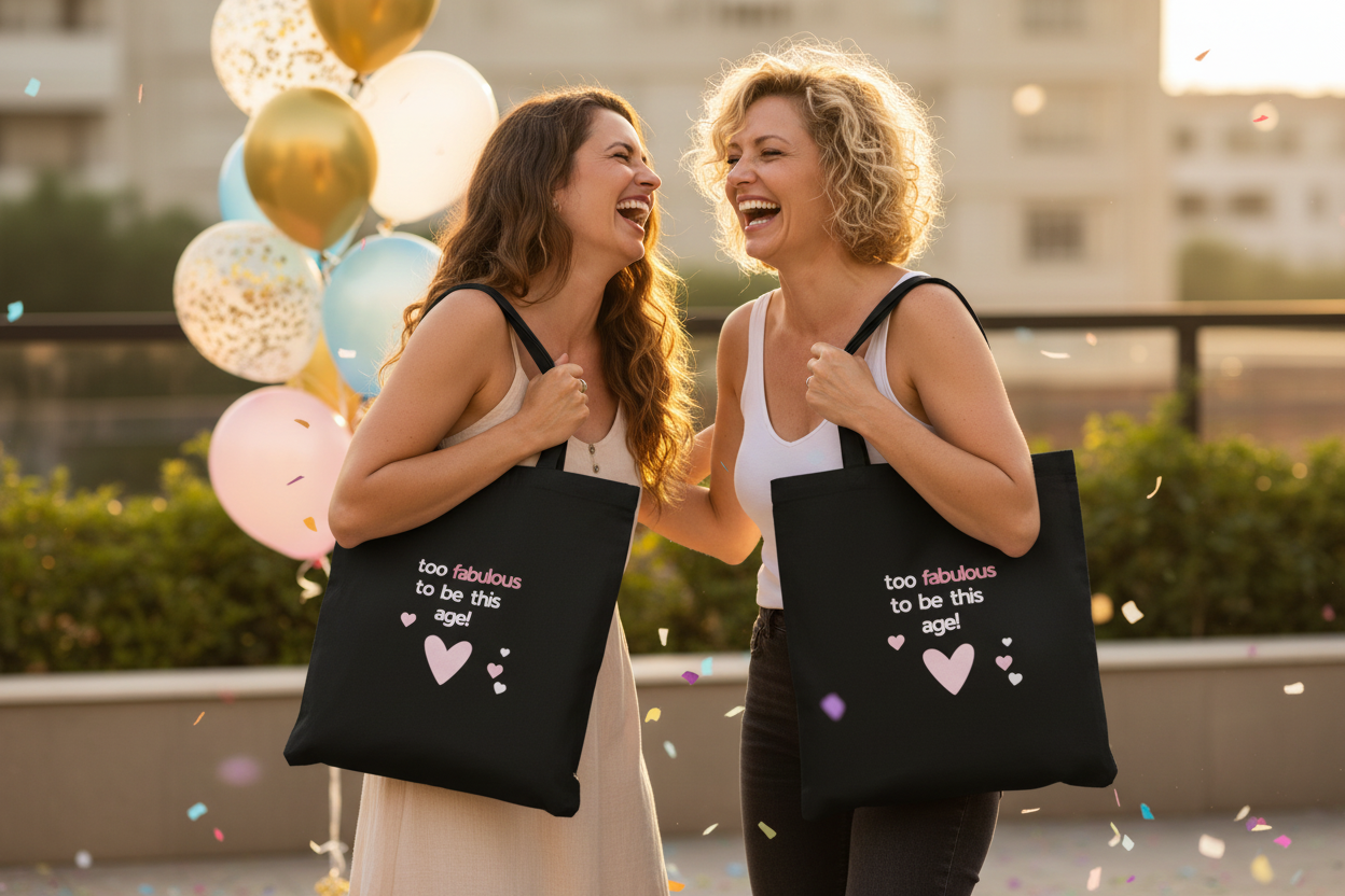 UGC Mockup 1 - Two women outdoors with black tote