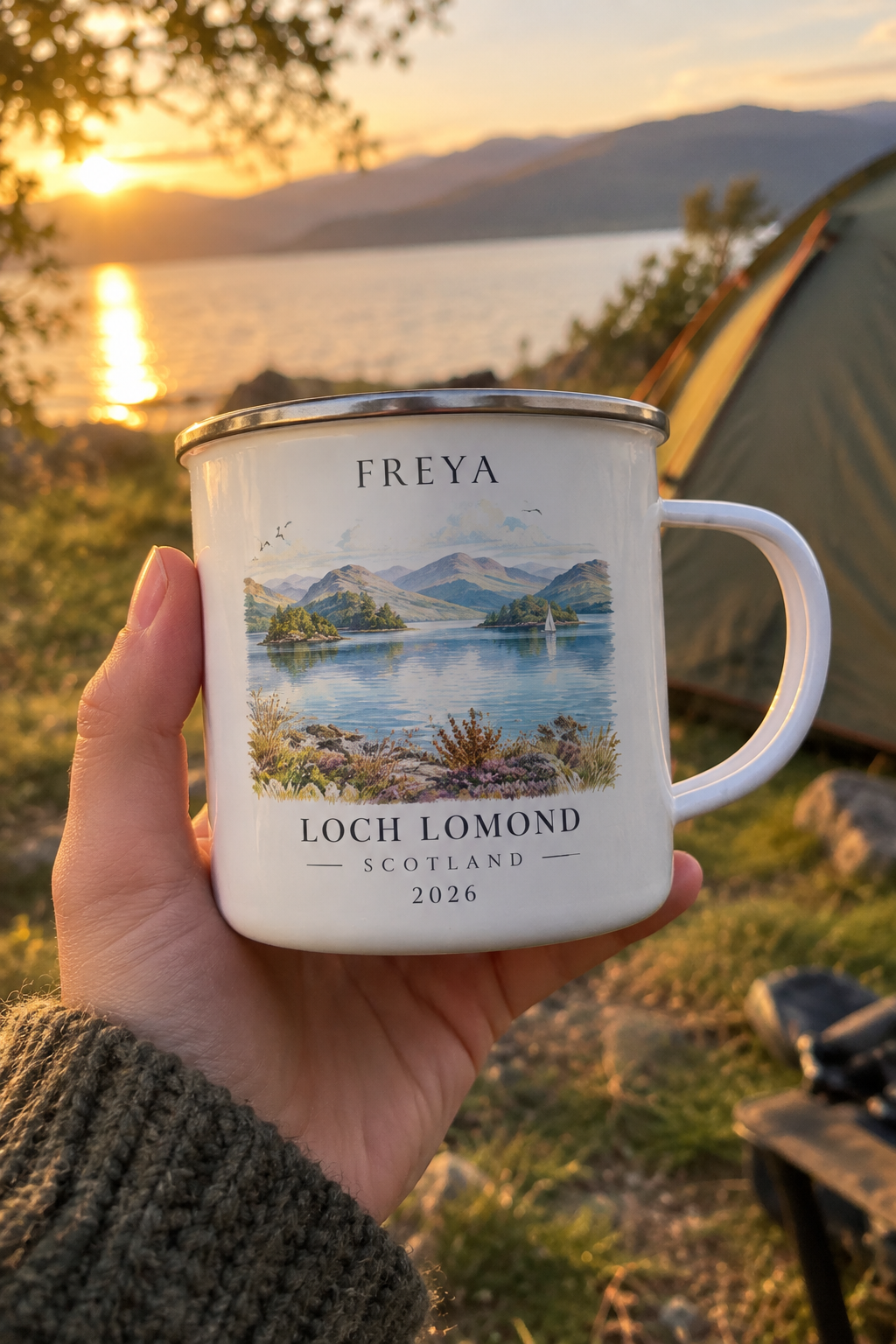 UGC mockup - Freya, front design, campsite