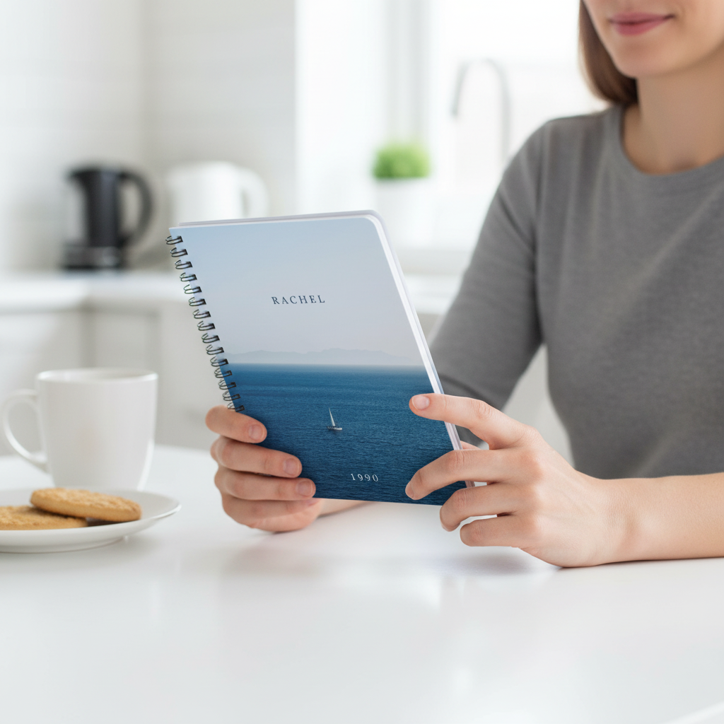UGC mockup of the Rachel 1990 calm sea notebook