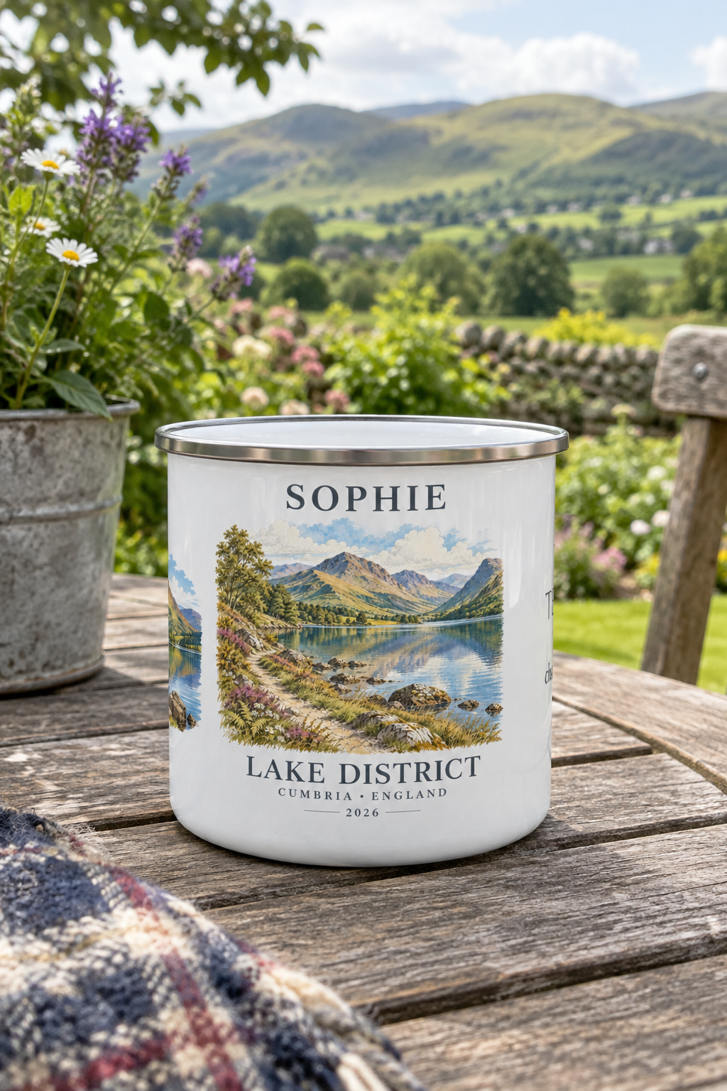 UGC mockup - Sophie, name at top, garden table