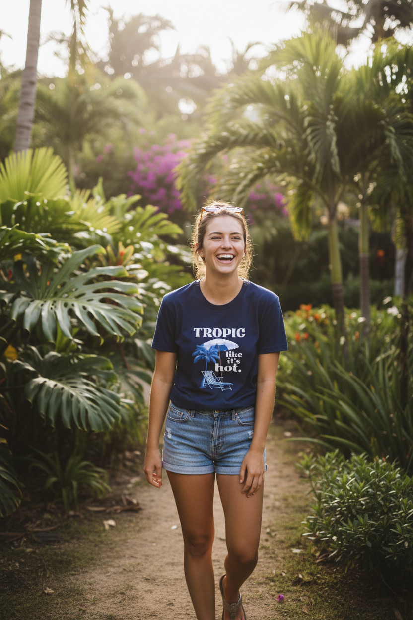 UGC Navy Tee Tropical Setting