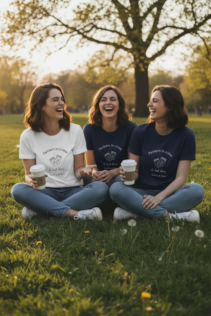 UGC three friends in navy — "Sophie ♥ Grace ♥ Jess"