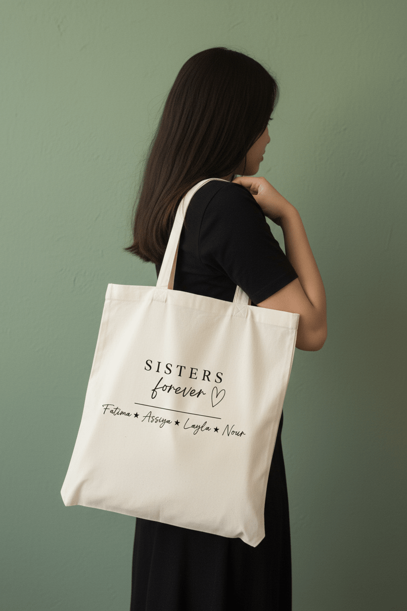 Personalised Sisters Forever Tote Bag | Sister Gift Cotton Tote - AlleyCrafters