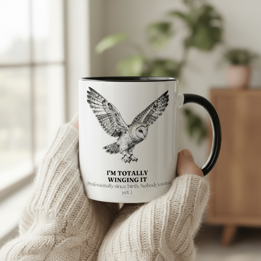 I'm Totally Winging It Mug | Funny Owl Coffee Cup | Sarcastic Gift for Her - AlleyCrafters