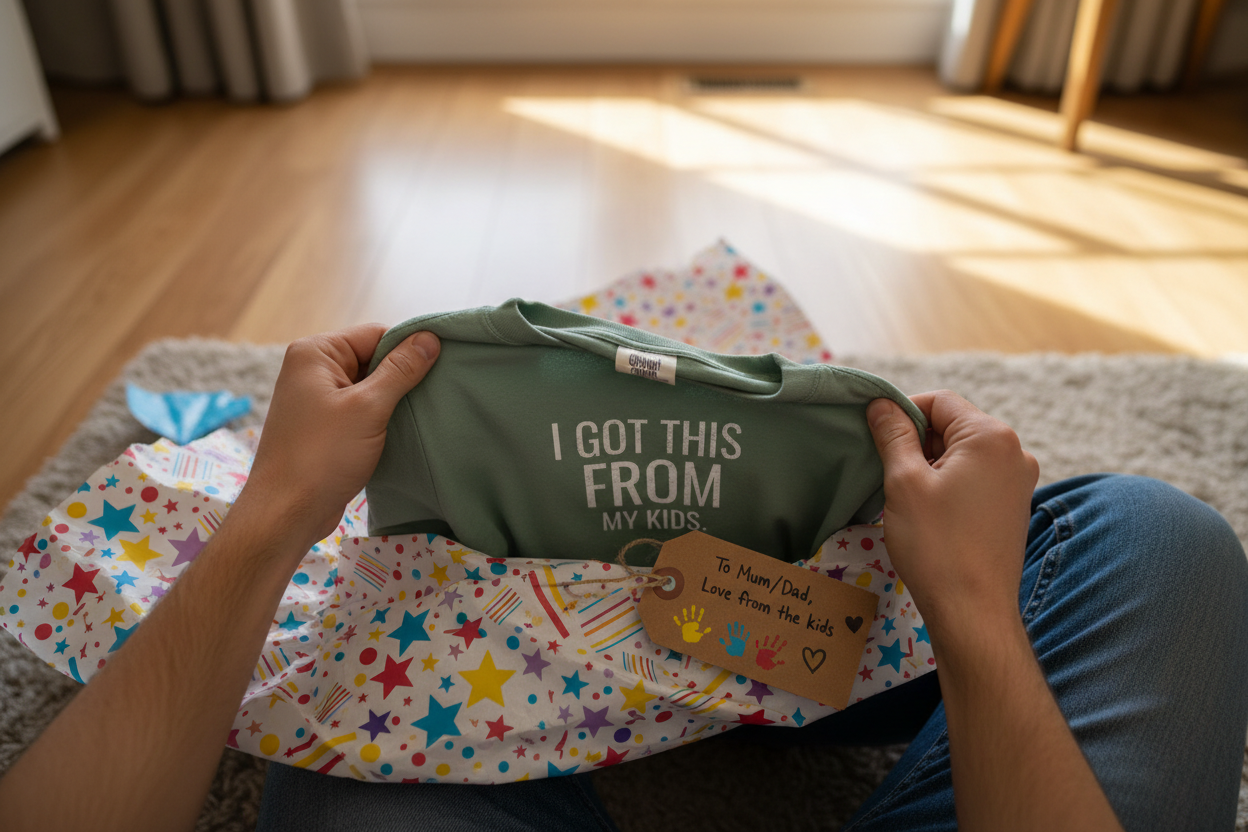 Green T-shirt with 'I GOT THIS FROM MY KIDS' front print