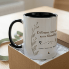 Personalised Long Distance Friendship Mug – Different Postcodes - #AlleyCrafters