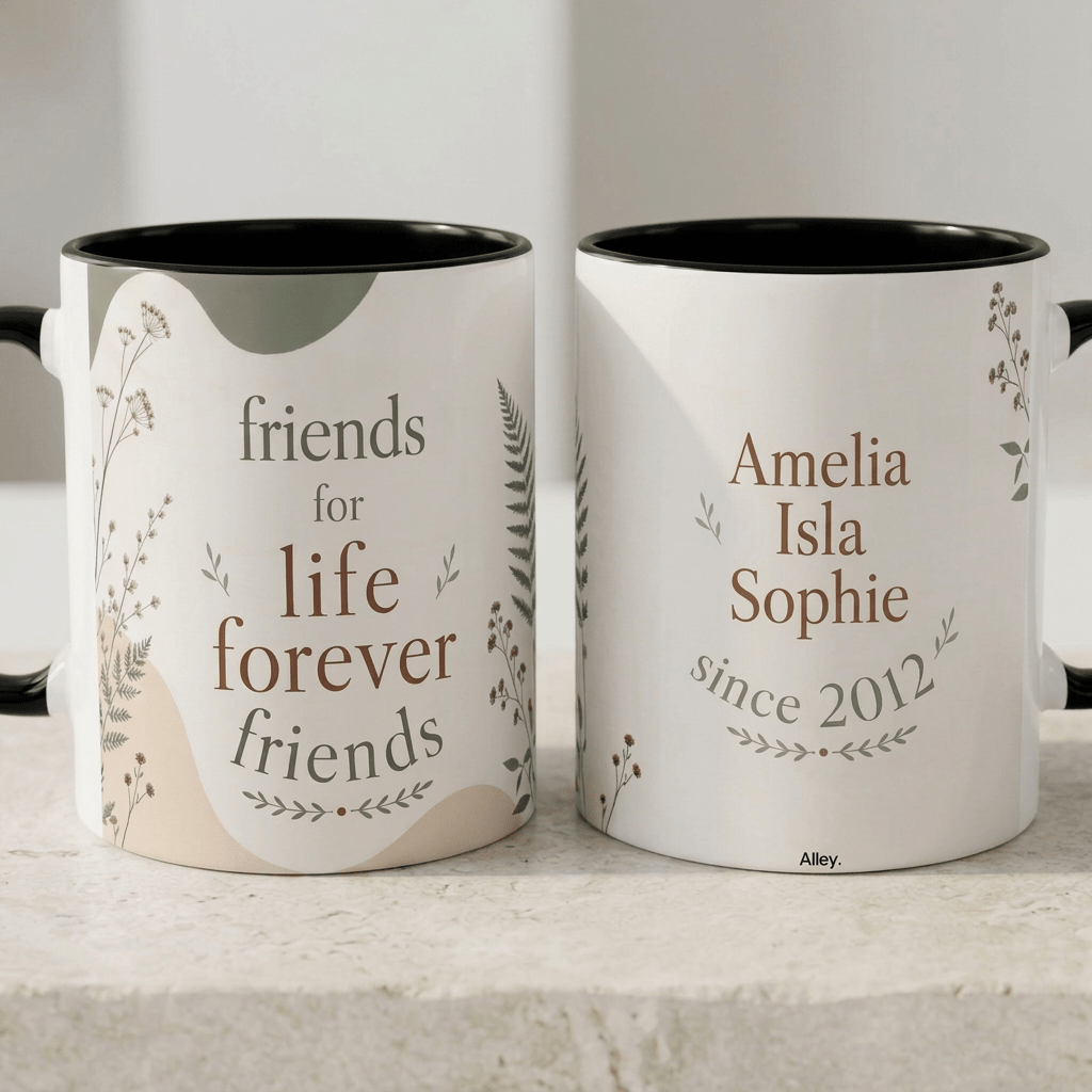 Personalised Friendship Mug – Friends for Life, Forever Friends - #AlleyCrafters