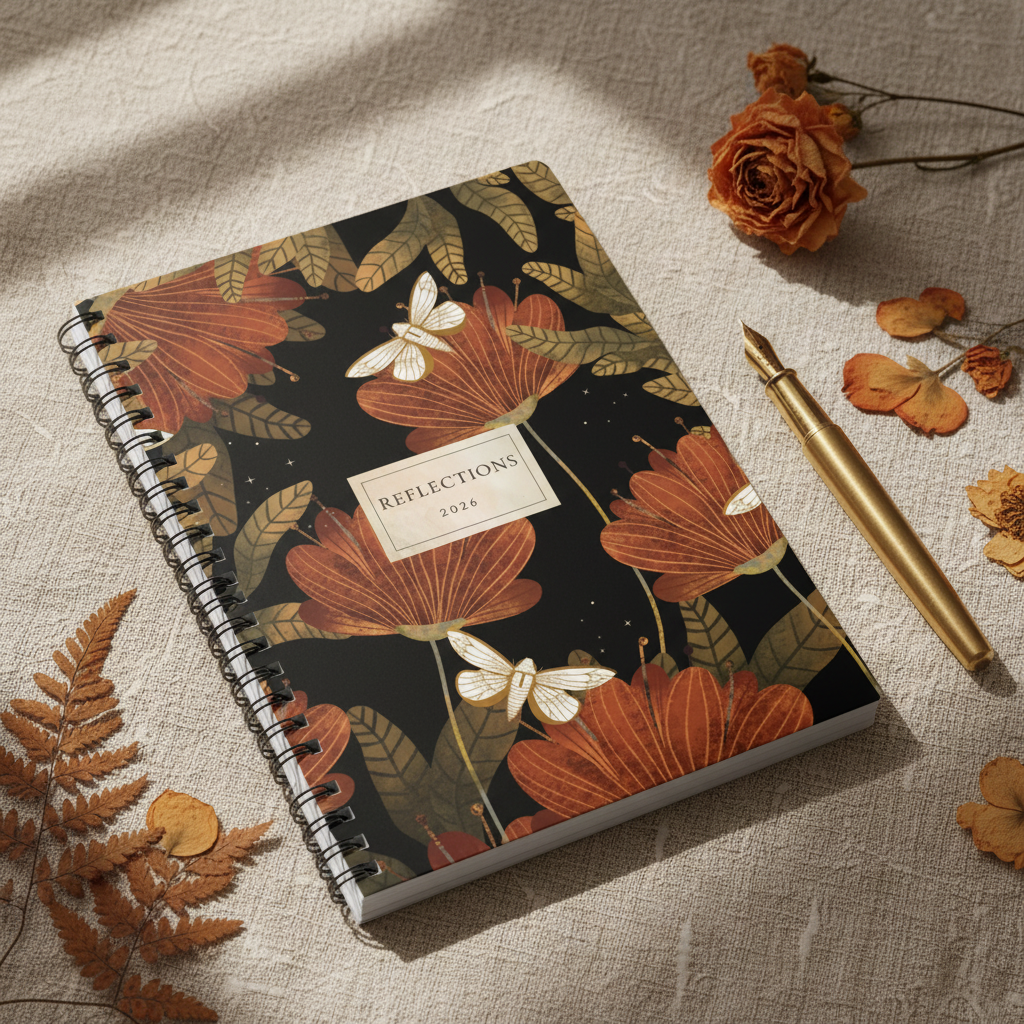 Vintage linen with pressed flowers