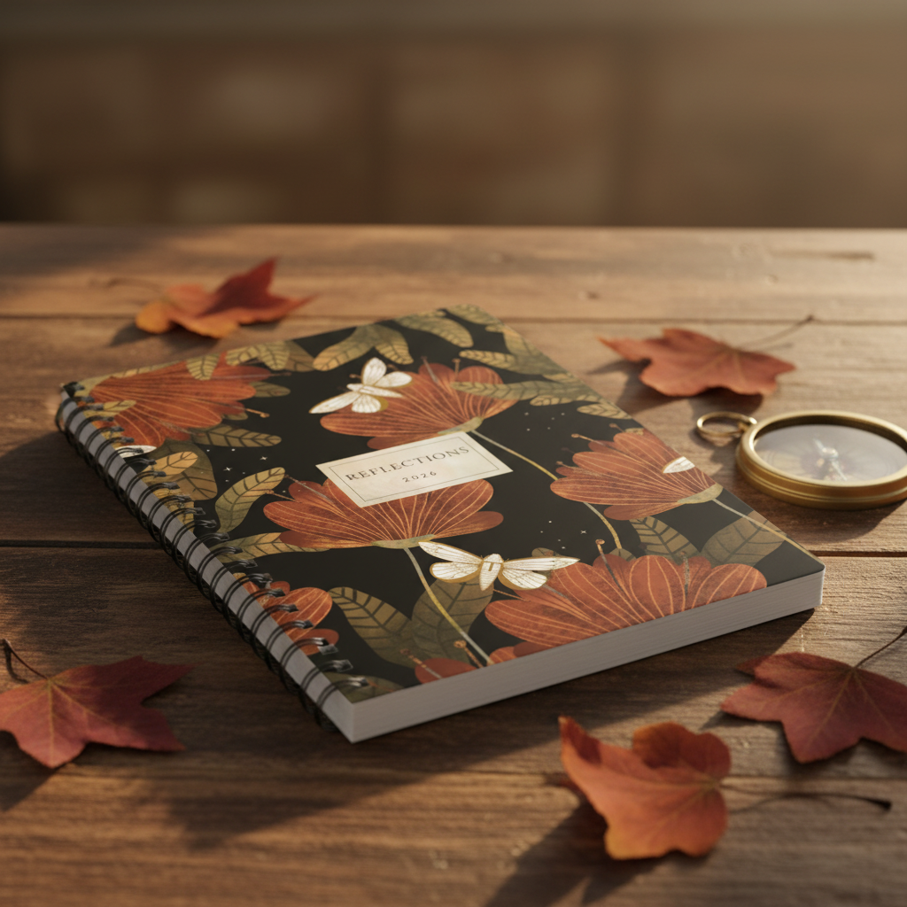 Vintage wooden table with autumn leaves
