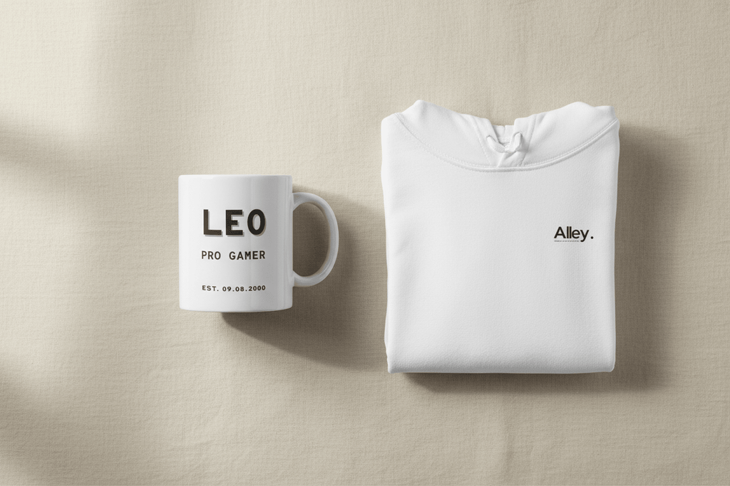 Alley. Minimalist Chest Logo Hoodie — Lightweight White Pullover - AlleyCrafters