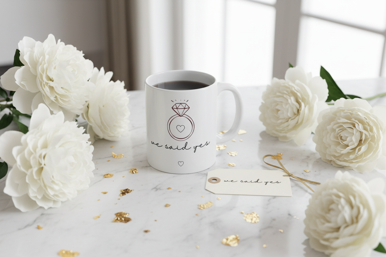We Said Yes — bridal flatlay