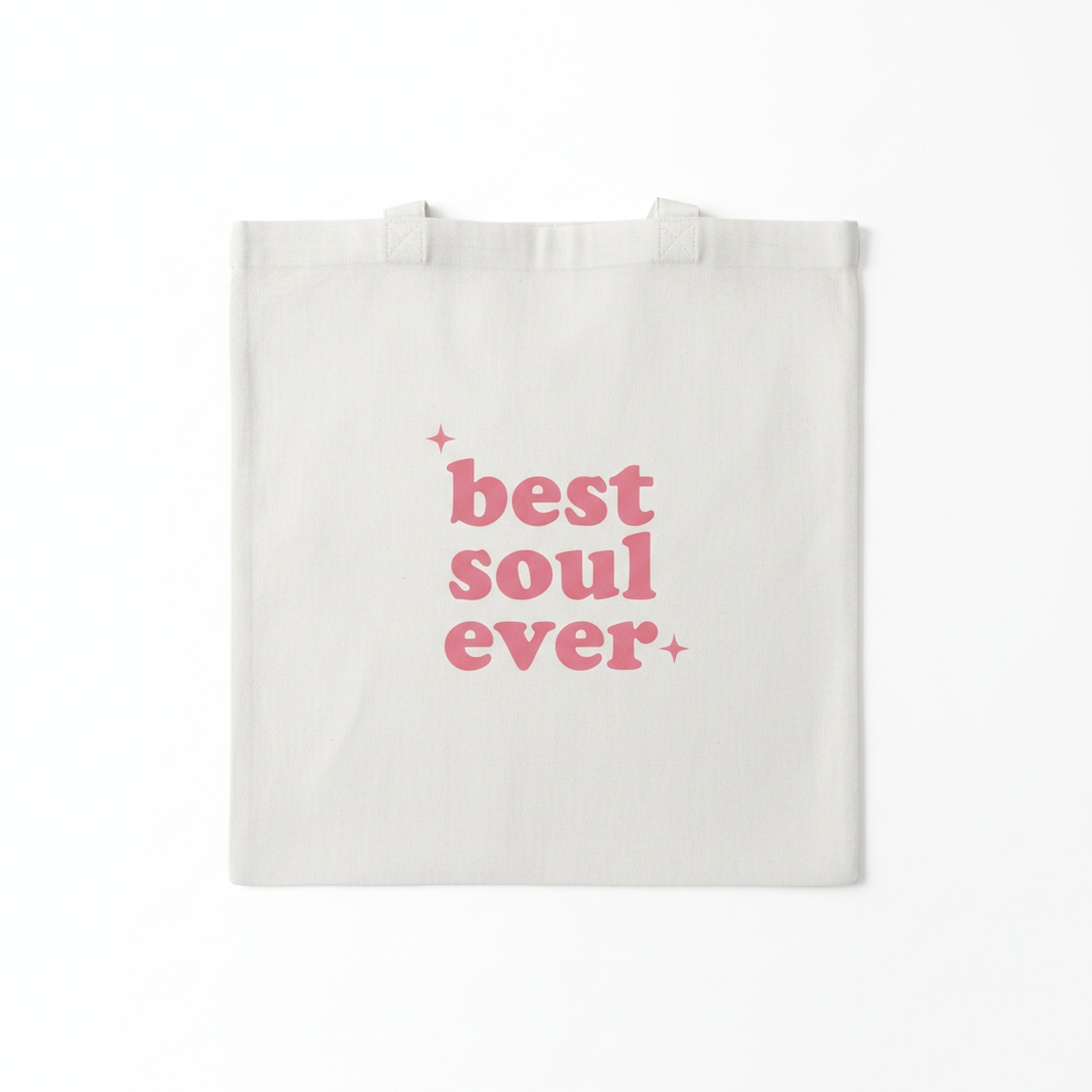 White best soul ever tote flat lay
