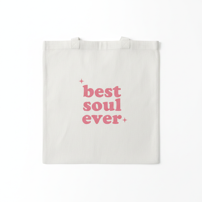 White best soul ever tote flat lay