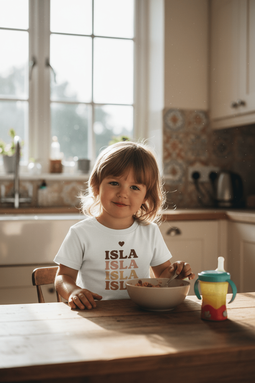 Kids' Personalised Retro Name Stack Tee | Custom Name T-Shirt - AlleyCrafters