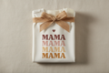 Personalised name stack T-shirt, white, 'MAMA' ombre text with heart graphic