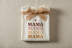 Personalised name stack T-shirt, white, 'MAMA' ombre text with heart graphic