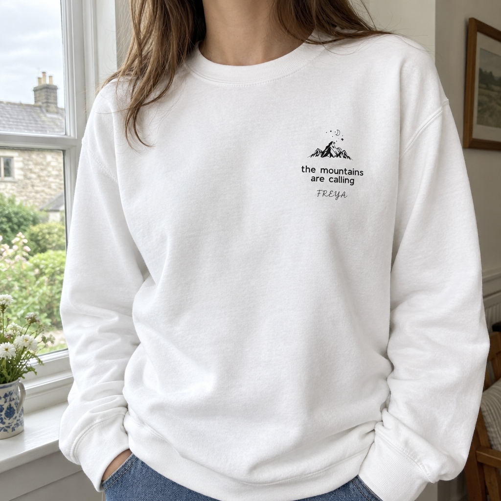 White Mountains Are Calling sweatshirt with Freya