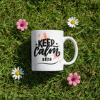 White mug with floral 'Keep calm' design and name Beth.