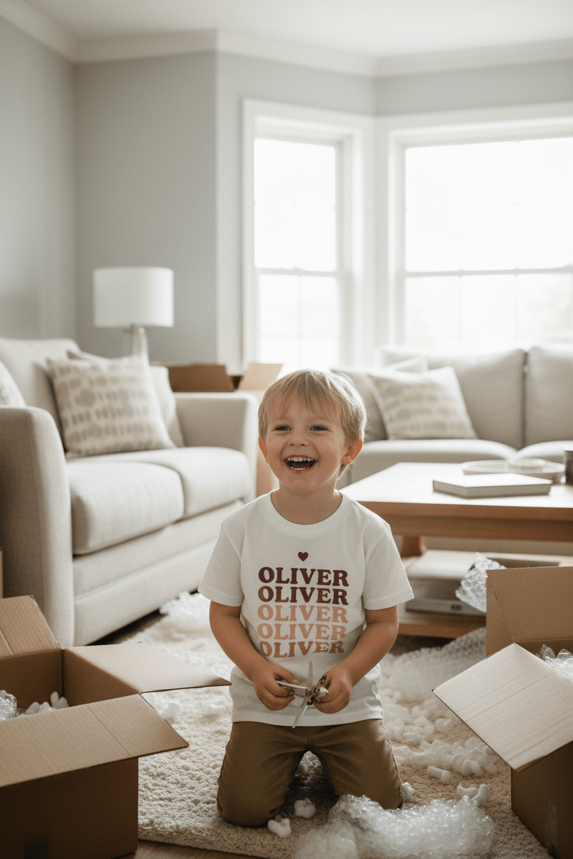 Kids' Personalised Retro Name Stack Tee | Custom Name T-Shirt - AlleyCrafters