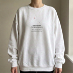 White personalised place name sweatshirt on model with CORNWALL 'meet me here' print