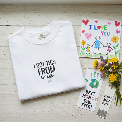 White tee gift from kids