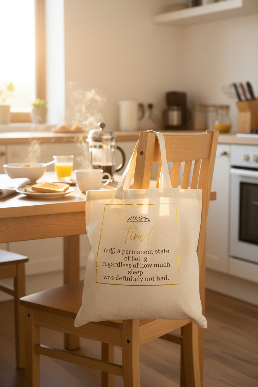 White Tired tote in kitchen
