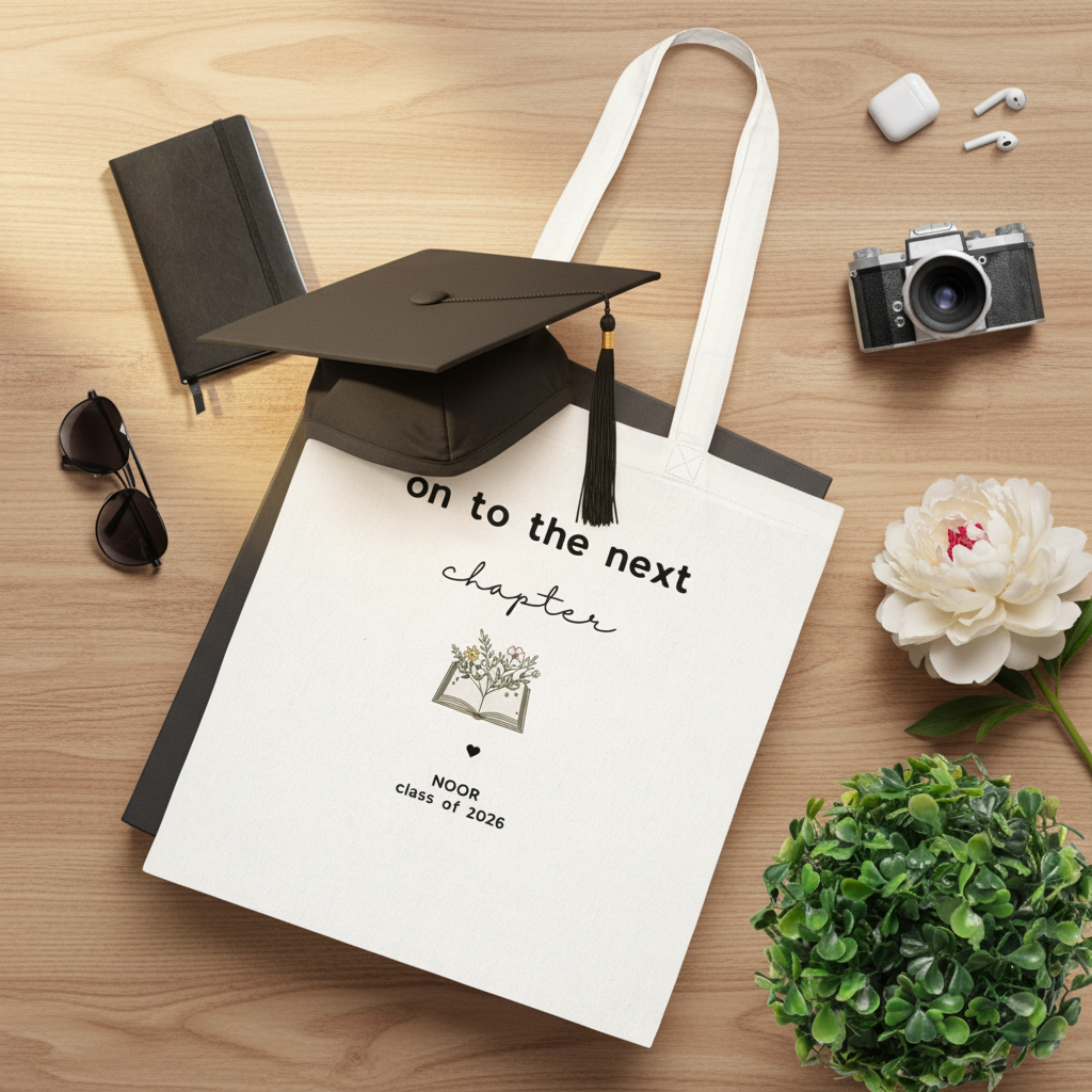 White tote — editorial flat lay