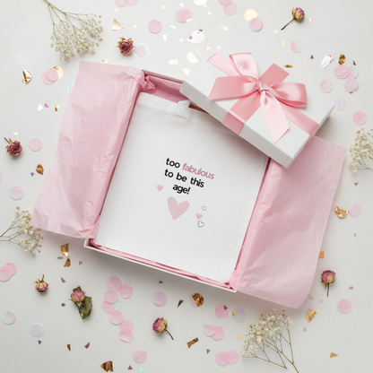 White tote flat lay - gift box tissue paper