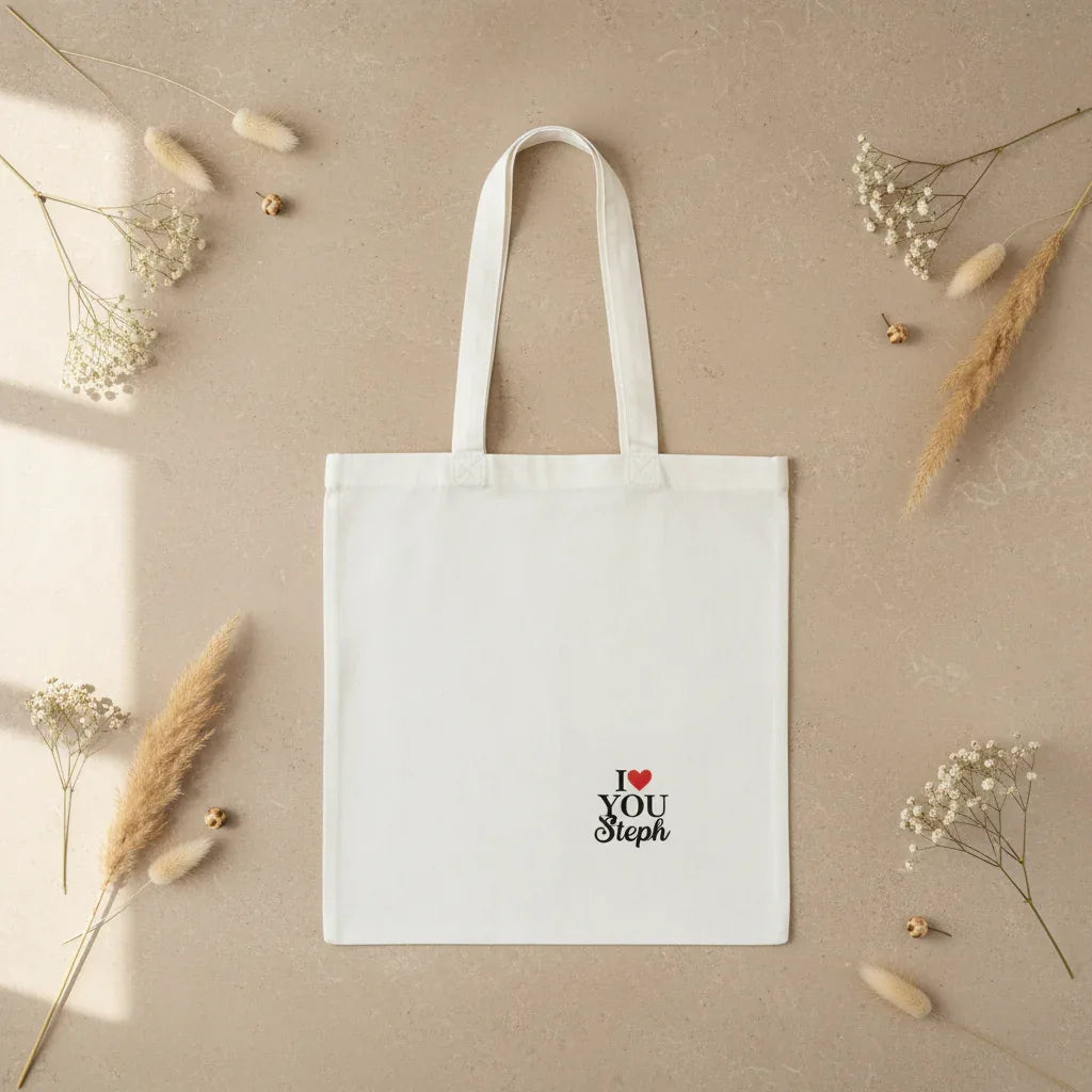 Personalised 'I Love You' Tote Bag | Custom Name Cotton Gift Tote - Alley Crafters