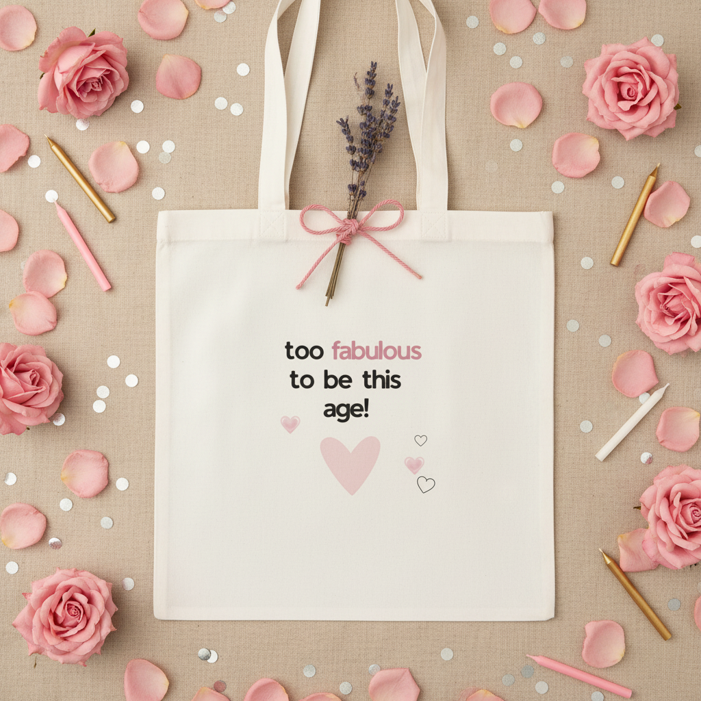 White tote flat lay - twine lavender candles