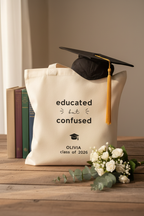 White tote — Grace books and flowers