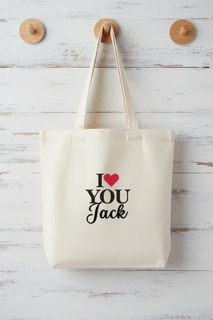 Personalised 'I Love You' Tote Bag | Custom Name Cotton Gift Tote - Alley Crafters
