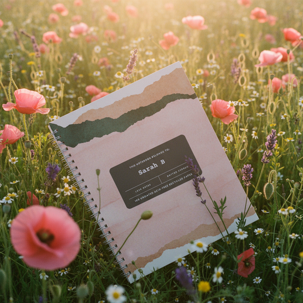 Wildflower meadow with pink poppies