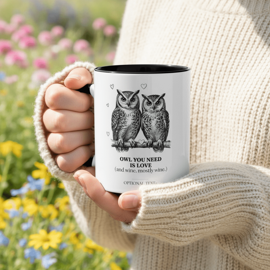 Owl You Need Is Love Mug | Funny Couples Coffee Cup | Romantic Gift for Her - AlleyCrafters