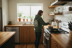 Forest green hooded sweatshirt with large back “Save the Planet” logo