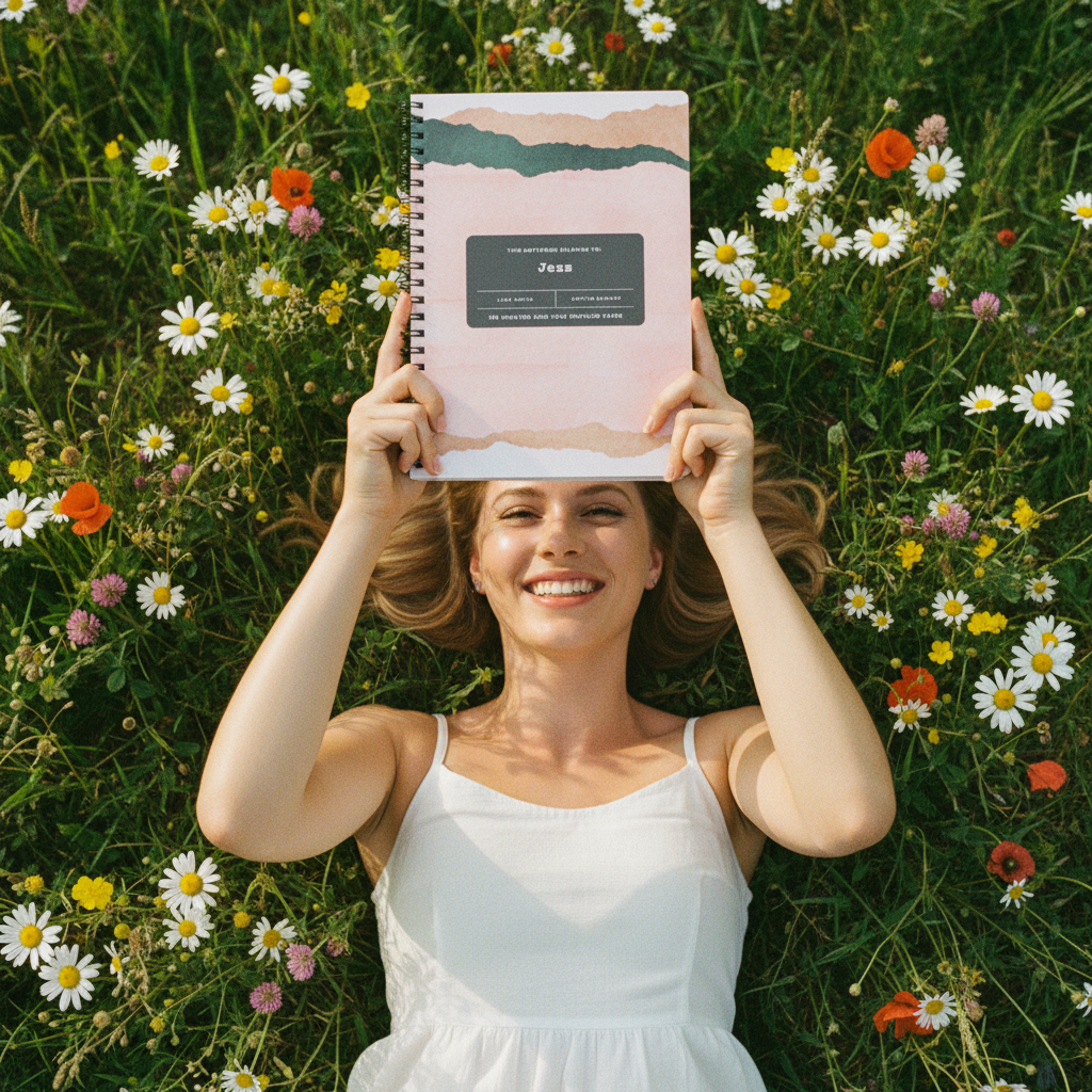 Woman lying on grass looking up