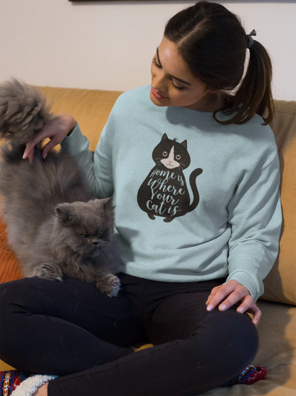 “Home Is Where Your Cat Is” Sweatshirt - Alley Crafters