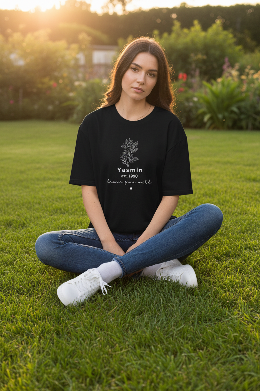 Yasmin est. 1990 — brave free wild — Garden sitting