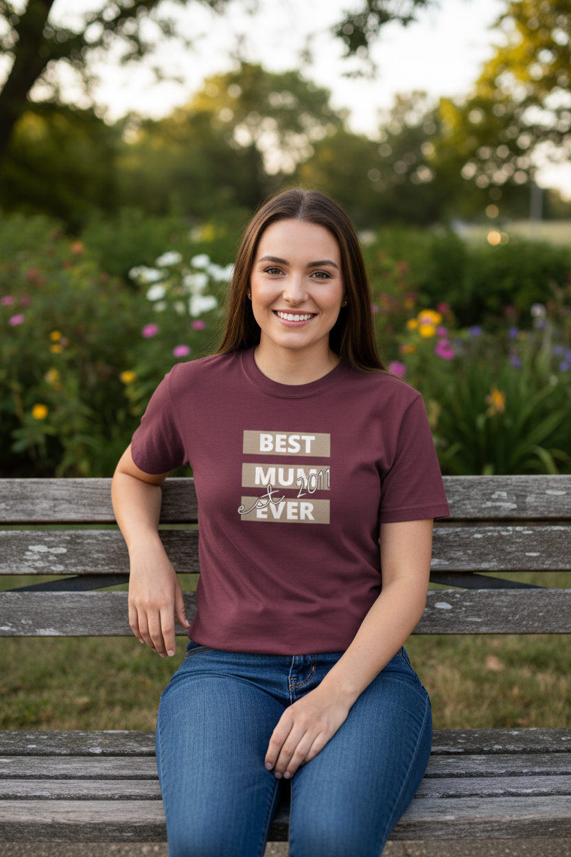 Young Mum on Park Bench