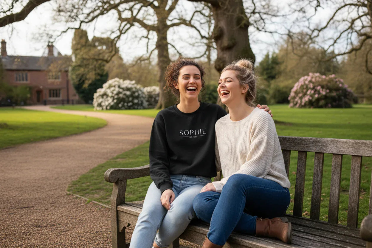 Black personalised sweatshirt with 'SOPHIE' Est.2023 front print