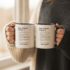 Personalised friendship mug, white with dark blue and black inner rims and names