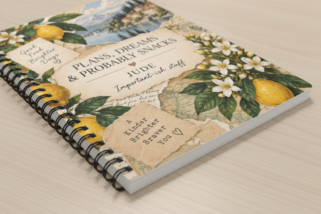 Zoomed-in mockup of the Jude notebook binding