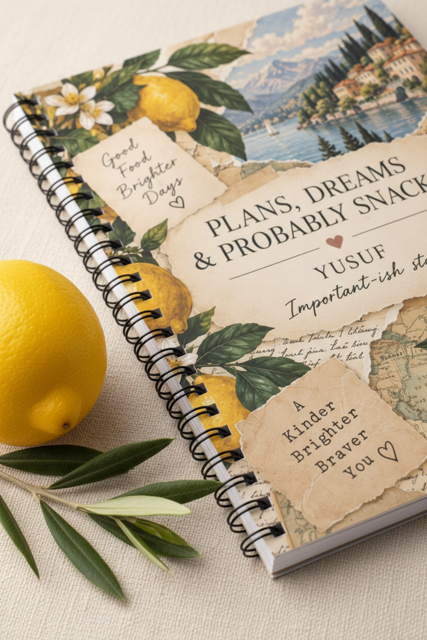 Zoomed-in mockup of the lemon notebook corner