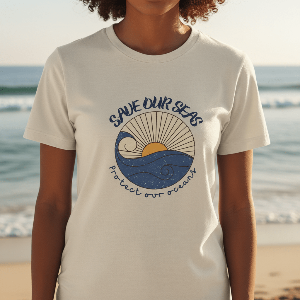 Save Our Seas T-Shirt | Retro Wave Ocean Conservation Tee UK - AlleyCrafters